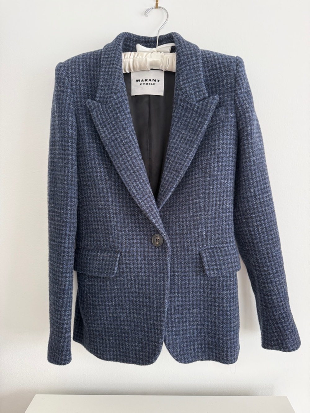 MARANT ÉTOILE Kerstin single-breasted houndstooth navy wool blazer Women’s FR34